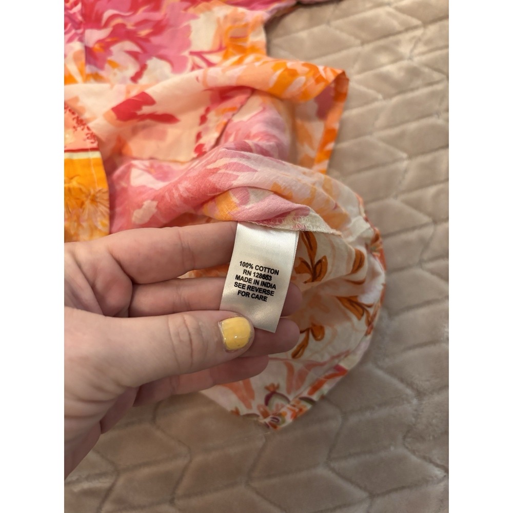 Calypso St. Barth Pink & Orange Floral Button-Up Blouse - Picture 15 of 16